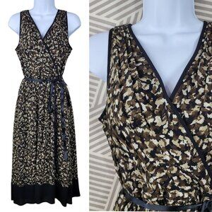 Talbots Silk Slip Dress Size 8 Petite Evening Midi Surplice Wrap Top Chiffon